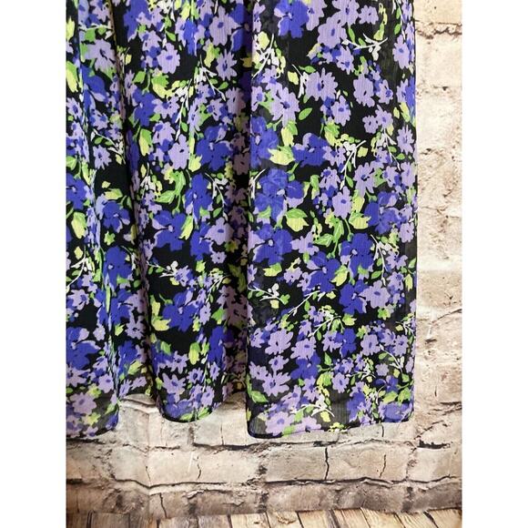 Rabbit Babydoll Dress Womens 8 Purple Floral Short Sleeve Flowy Fit & Flare - Picture 9 of 15